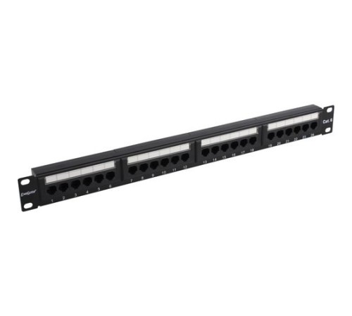 Exegate EX281080RUS Патч-панель UTP 19" 24 port кат.6 ExeGate  разъём KRONE&110 (dual IDC), 1U, RoHS, цвет черный