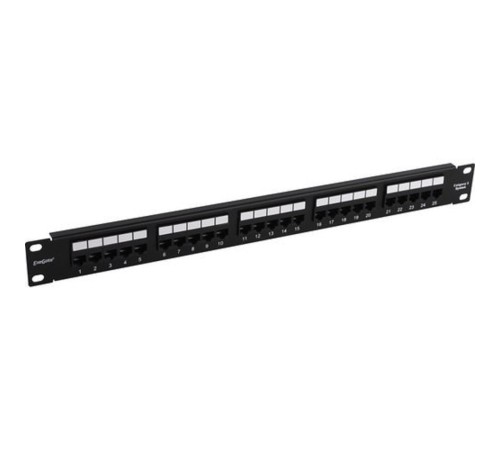 Exegate EX281084RUS Патч-панель телефонная 19", 1U 25 port ExeGate  разъём RJ-12 6P4C, RoHS, цвет черный