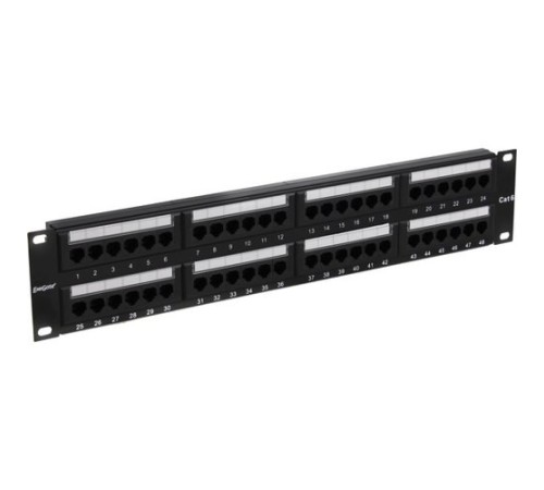 Exegate EX281085RUS Патч-панель UTP 19" 48 port кат.6 ExeGate  разъём KRONE&110 (dual IDC), 2U, RoHS, цвет черный