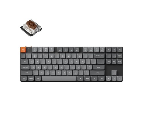 Беспроводная механическая ультратонкая клавиатура QMK Keychron K1 Max, 87 клавиш, Hot Swap, RGB-подсветка, Gateron Brown Switch