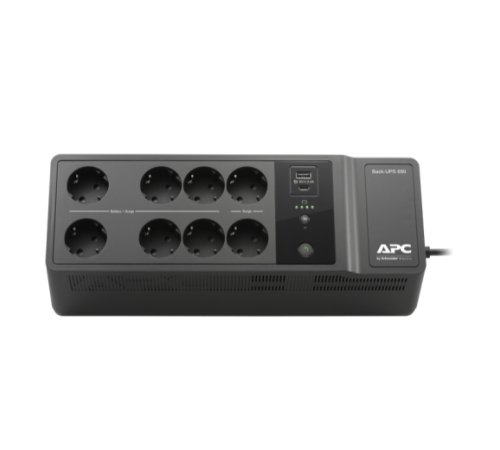 Источник бесперебойного питания APC Back-UPS ES 850VA/520W, 230V, 8 Schuko (2 Surge & 6 batt.), USB, USB charge(type A,C), Data/DSL protect.,(BE700G-RS, BE850G2-GR analogue), 1 year warranty (BE850G2-GR)