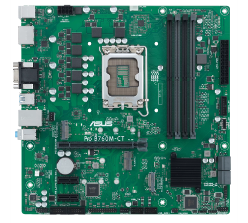 Материнская плата ASUS PRO B760M-CT-CSM, LGA1700, B760, 4*DDR5, VGA+HDMI+2xDP, 4xSATA3 + RAID, 2xM2, Audio, Gb LAN, USB 3.2, USB 2.0, mATX; 90MB1DY0-M0EAYC (PRO B760M-CT-CSM)