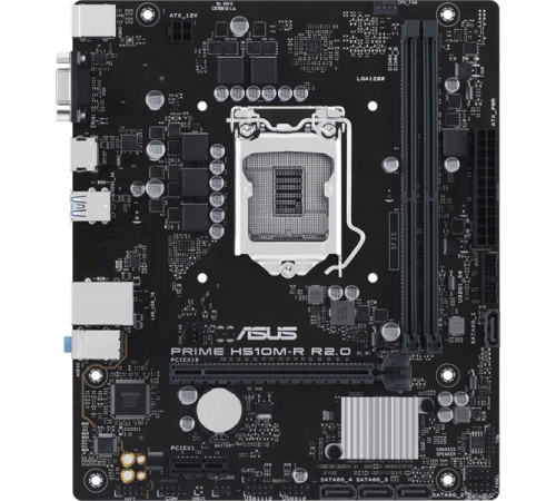 Материнская плата ASUS PRIME H510M-R R2.0-SI, LGA1200, H470, 2*DDR4, D-SUB+VGA+HDMI, 4xSATA3, M2, Audio, Gb LAN, USB 3.2, USB 2.0, mATX; 90MB1EX0-M0ECY0 (PRIME H510M-R R2.0-SI)