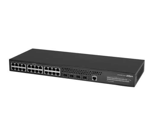 Сетевое оборудование DAHUA 28-портовый управляемый коммутатор, уровень L2+Порты: 24 RJ45 10/100/1000Мбит/с, 4 SFP+ 1000Мбит/с(uplink); питание: 100~240В(AC); грозозащита: до 6кВ (DH-AS4300-24GT4GF)