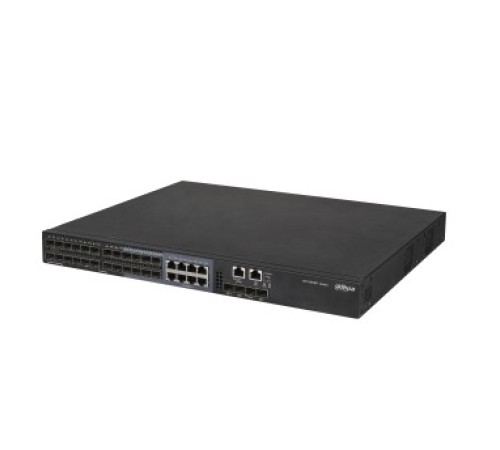 Сетевое оборудование DAHUA 28-портовый управляемый коммутатор, уровень L2+Порты: 16 SFP 1000Мбит/с, 8 комбинированных SFP/RJ45 1000Мбит/с, 4 SFP+ 10Гбит/с (uplink), питание: 100~240В(AC), грозозащита: до 2кВ (DH-S5500-24GF4XF-E)
