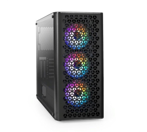 Exegate EX294965RUS Корпус Miditower ExeGate EVO-9202 (ATX, без БП, с окном, 1*USB+1*USB3.0, аудио, 3 вент. 12см с RGB подсветкой)