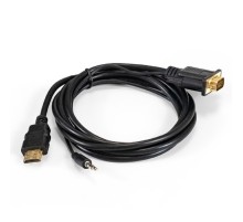 Exegate EX294719RUS Кабель-переходник HDMI-VGA ExeGate EX-HDMIM-VGAM-3.5JackS-1.8 (19M/15M+3.5mm Jack M, 1,8м) Преобразователь цифрового HDMI сигнала в VGA видео и стерео-аудио