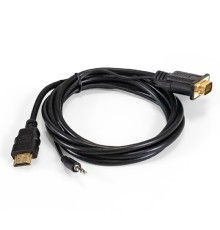 Exegate EX294719RUS Кабель-переходник HDMI-VGA ExeGate EX-HDMIM-VGAM-3.5JackS-1.8 (19M/15M+3.5mm Jack M, 1,8м) Преобразователь цифрового HDMI сигнала в VGA видео и стерео-аудио