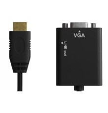 Exegate EX294720RUS Кабель-переходник HDMI-VGA ExeGate EX-HDMIM-VGAM-3.5JackS-3.0 (19M/15M+3.5mm Jack M, 3м) Преобразователь цифрового HDMI сигнала в VGA видео и стерео-аудио