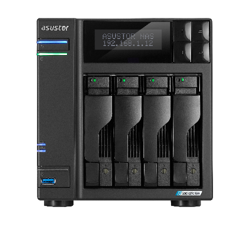 Cетевое хранилище ASUSTOR AS6704T 4-Bay NAS/Intel Celeron N1505 2,0GHz/4GB DDR4, noHDD(HDD,SSD)/2x2,5Gbe(LAN)/2xUSB3.2,HDMI; 90IX01N1-BW3S20 (AS6704T)