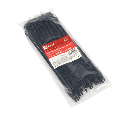 EKF plc-cb-4.8x250 Хомут нейлоновый черный (4,8х250) (100шт.) EKF Basic