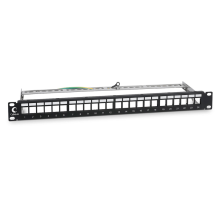 Модульная панель Cabeus PLB-24-SH Модульная патч-панель 19", 24 порта, 1U, для экранированных модулей, с задним кабельным организатором (без модулей) (PLB-24-SH)