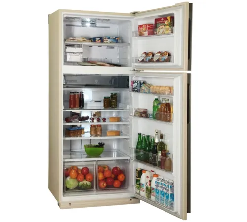 Холодильник Sharp SJ-XE59PMBE бежевый двухкамерный 430/148л морозилка сверху