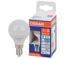 Лампа светодиодная LED 7Вт Е14 6500К 600Лм шар 220В (замена 60Вт) OSRAM