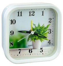 Perfeo Quartz часы-будильник "PF-TC-008", квадратные 9,5*9,5 см, белые