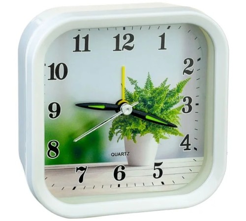 Perfeo Quartz часы-будильник "PF-TC-008", квадратные 9,5*9,5 см, белые