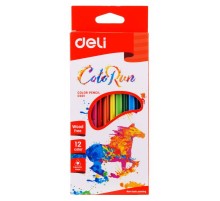 Карандаши цветные Deli ColoRun EC00100 трехгранные пластик 12цв. коробка/европод.