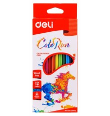 Карандаши цветные Deli ColoRun EC00100 трехгранные пластик 12цв. коробка/европод.