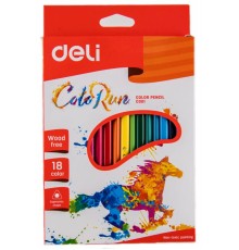 Карандаши цветные Deli ColoRun EC00110 трехгранные пластик 18цв. коробка/европод.