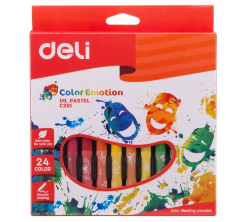 Масляная пастель Deli EC20120 Color Emotion шестигранные 24цв. картон.кор./европод.