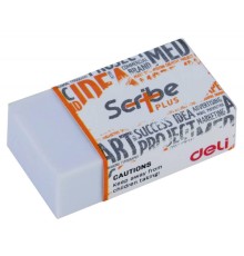 Ластик Deli EH00310 Scribe Plus 40x22x12мм белый индивидуальная картонная упаковка