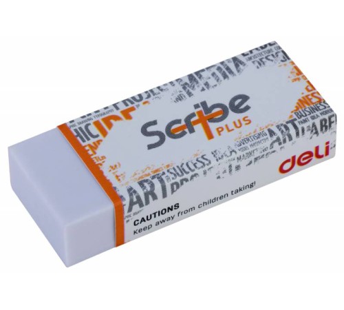 Ластик Deli EH00410 Scribe Plus 60x24x12мм белый индивидуальная картонная упаковка
