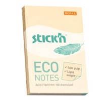 Блок самоклеящийся бумажный Stick`n ECO 21741 51x76мм 100лист. 60г/м2 пастель желтый