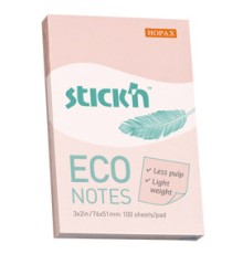 Блок самоклеящийся бумажный Stick`n ECO 21742 51x76мм 100лист. 60г/м2 пастель розовый