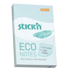Блок самоклеящийся бумажный Stick`n ECO 21743 51x76мм 100лист. 60г/м2 пастель голубой