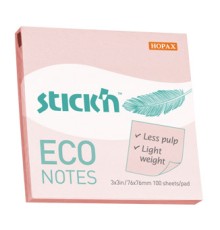 Блок самоклеящийся бумажный Stick`n ECO 21746 76x76мм 100лист. 60г/м2 пастель розовый