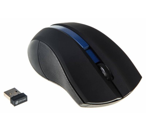 Мышь Оклик 615MW черный/синий оптическая (1000dpi) беспроводная USB (2but)