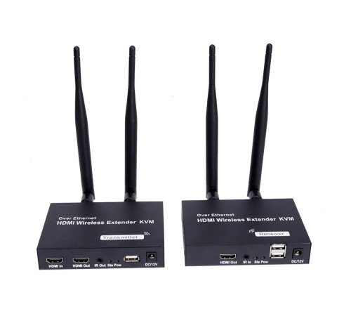 ORIENT VE054, WiFi HDMI KVM Extender (Tx+Rx), HDMI+USB беспроводной удлинитель до 200 м, HDMI 1.3, 1080p@60Hz, HDCP1.2, передача ИК сигнала управления , питание от внешних БП, метал. корпус  (31372)