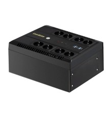 Exegate EX295011RUS ИБП ExeGate NEO NNB-650.LED.AVR.8SH.CH <650VA/390W, LED, AVR, 8*Schuko, 4*USB-порта для зарядки, Black>