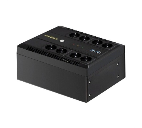 Exegate EX295011RUS ИБП ExeGate NEO NNB-650.LED.AVR.8SH.CH <650VA/390W, LED, AVR, 8*Schuko, 4*USB-порта для зарядки, Black>