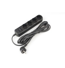 PowerCube Удлинитель (PC-2B-1,5M) 1.5м, 4 розетки, 16А, без выключателя, черный графит