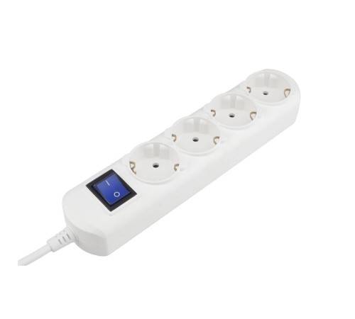 PowerCube Удлинитель (PC-5B-3M) 3.0м, 4 розетки, 16А, с/з, с выключателем, белый