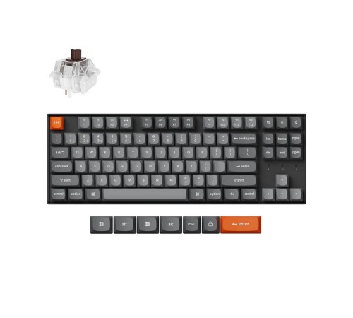 Беспроводная механическая клавиатура QMK Keychron K8 Max, 87 клавиш, RGB подсветка, Hot-swap, алюм.рамка Keychron Brown Switch