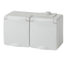 Эра Б0035991 11-2603-03 Розетка 2x2P+E гориз. IP65, 16A-250В, ОУ, серый