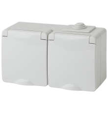 Эра Б0035991 11-2603-03 Розетка 2x2P+E гориз. IP65, 16A-250В, ОУ, серый