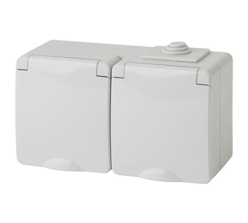 Эра Б0035991 11-2603-03 Розетка 2x2P+E гориз. IP65, 16A-250В, ОУ, серый Эра Б0035991 11-2603-03 Розетка 2x2P+E гориз. IP65, 16A-250В, ОУ, серый