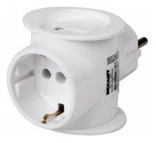 Rexant 11-1080 Тройник электрический универсальный 16 А одно гнездо с заземлением белый