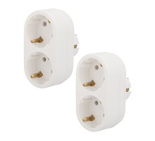 REXANT 11-1075-2 Набор двойников электрических 16 А с заземлением, белый (2Т2)