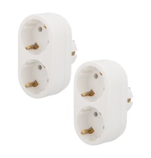 REXANT 11-1075-2 Набор двойников электрических 16 А с заземлением, белый (2Т2)