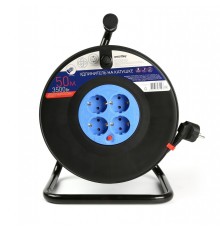 Smart buy SBE-16-4-50-Z Удлинитель на катушке 4 гнезда 50м с заземлением и предохранителем ПВС 3*1,5 16А/3,5кВт