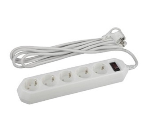 Эра Б0019738 Сетевой фильтр USF-5es-5m-W (белый) с заземл, 3x0,75мм2, с выкл, 5гн, 5м {защита от короткого замыкания, от перегрузки, от импульсных помех}