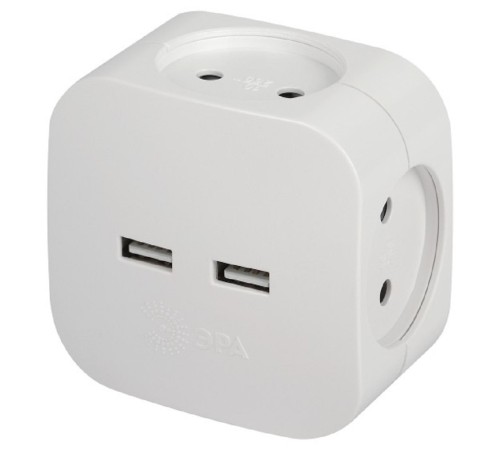 ЭРА Б0049532 Разветвитель электрический ЭРА SP-4-USB-W на 4 розетки 220V + 2xUSB 2400mA, без заземл 10А (белый) ЭРА Б0049532 Разветвитель электрический ЭРА SP-4-USB-W на 4 розетки 220V + 2xUSB 2400mA, без заземл 10А (белый)