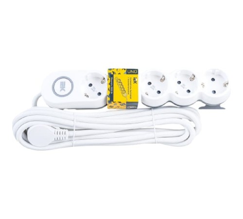 Iek WYP53-16-05-05-ZK Удлинитель У05В с выключателем 5 мест 2P+PE/5м 3х1,5мм2 16А/250В UNO