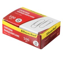 Скрепки Silwerhof 491028 металл оцинкованные 25мм (упак.:100шт) картонная коробка