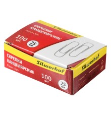 Скрепки Silwerhof 491028 металл оцинкованные 25мм (упак.:100шт) картонная коробка