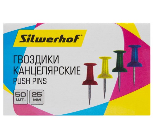 Гвоздики Silwerhof 502017 l=25мм ассорти (упак.:50шт) картонная коробка Гвоздики Silwerhof 502017 l=25мм ассорти (упак.:50шт) картонная коробка